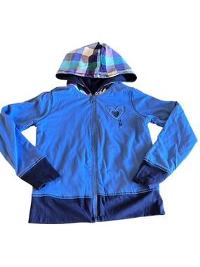 Faded Glory Girls Reversible Knit Hooded Jacket Size 7-8 Medium Lightweight